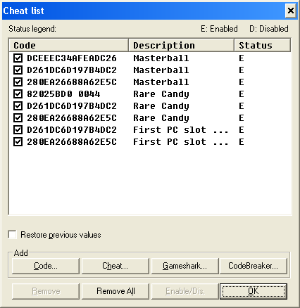 openemu pokemon platinum cheats